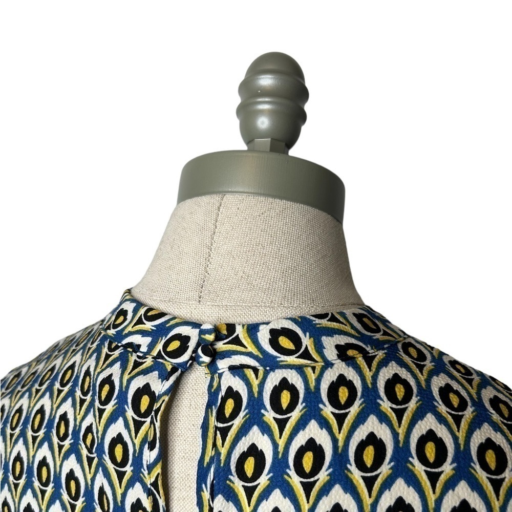 Cupcakes & Cashmere Peacock Abstract Printed Mock Neck Long Sleeve Blouse Small - Picture 8 of 13